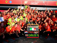 Charles Leclerc of Scuderia Ferrari celebrates his victory during the race of the Italian GP, the 16th round of the Formula 1 World Champion...