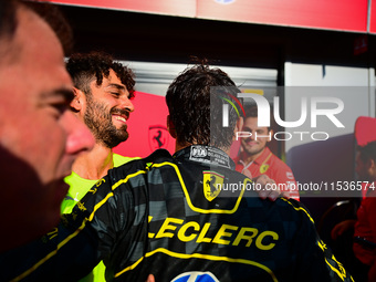 Charles Leclerc of Scuderia Ferrari celebrates his victory during the race of the Italian GP, the 16th round of the Formula 1 World Champion...