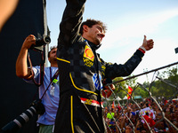 Charles Leclerc of Scuderia Ferrari celebrates his victory during the race of the Italian GP, the 16th round of the Formula 1 World Champion...