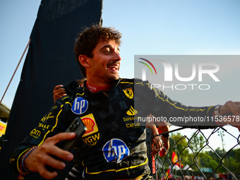 Charles Leclerc of Scuderia Ferrari celebrates his victory during the race of the Italian GP, the 16th round of the Formula 1 World Champion...