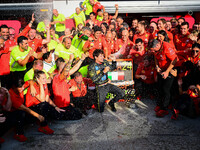 Charles Leclerc of Scuderia Ferrari celebrates his victory during the race of the Italian GP, the 16th round of the Formula 1 World Champion...