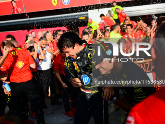 Charles Leclerc of Scuderia Ferrari celebrates his victory during the race of the Italian GP, the 16th round of the Formula 1 World Champion...