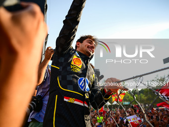 Charles Leclerc of Scuderia Ferrari celebrates his victory during the race of the Italian GP, the 16th round of the Formula 1 World Champion...