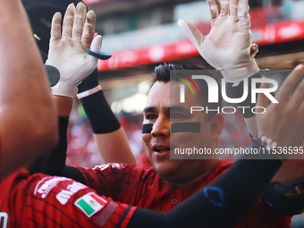 Ricardo Valenzuela #28 of Guerreros de Oaxaca celebrates with his teammates during match 6 of the Mexican Baseball League (LMB) South Zone 2...