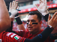 Ricardo Valenzuela #28 of Guerreros de Oaxaca celebrates with his teammates during match 6 of the Mexican Baseball League (LMB) South Zone 2...