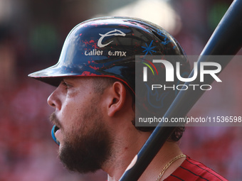 Roberto Ramos #44 of Guerreros de Oaxaca bats during match 6 of the Mexican Baseball League (LMB) South Zone 2024 championship series agains...