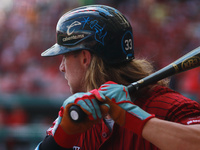 Kyle Martin #33 of Guerreros de Oaxaca bats during match 6 of the Mexican Baseball League (LMB) South Zone 2024 championship series against...