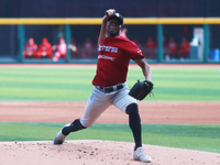 Radhames Liz #58 of Guerreros de Oaxaca pitches the ball during match 6 of the Mexican Baseball League (LMB) South Zone 2024 championship se...