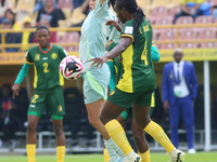 Mariane Ines Maague of Cameroon fights for the ball against Monica Flores of Mexico during the FIFA U-20 Women's World Cup 2024 match betwee...