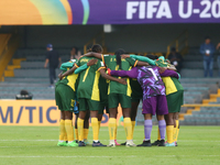 Cameroon national team players participate in the FIFA U-20 Women's World Cup 2024 match between Cameroon and Mexico at the El Campin stadiu...