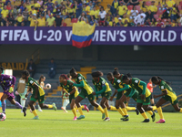 Cameroon national team players participate in the FIFA U-20 Women's World Cup 2024 match between Cameroon and Mexico at the El Campin stadiu...