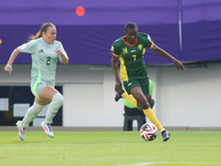 Lamine Mala of Cameroon fights for the ball against Michel Fong of Mexico during the FIFA U-20 Women's World Cup 2024 match between Cameroon...