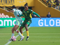 Estelle Yanga Zeh of Cameroon fights for the ball against Montserrat Saldivar of Mexico during the FIFA U-20 Women's World Cup 2024 match be...