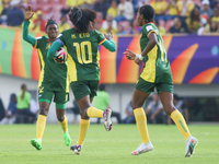 Naomi Eto of Cameroon celebrates scoring during the 2024 FIFA U-20 Women's World Cup match between Cameroon and Mexico at El Campin stadium...