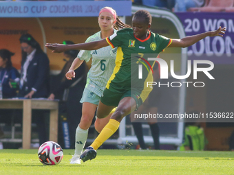 Lamine Mala of Cameroon fights for the ball against Alejandra Lomeli of Mexico during the FIFA U-20 Women's World Cup 2024 match between Cam...