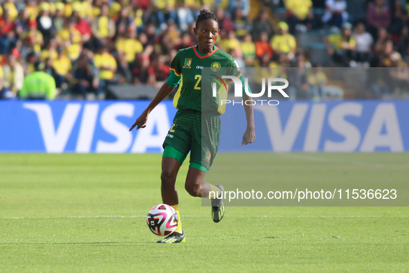 Estelle Yanga Zeh of Cameroon controls the ball during the 2024 FIFA U-20 Women's World Cup match between Cameroon and Mexico at El Campin s...