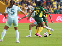 Camilla Daha fights for the ball against Montserrat Saldivar of Mexico during the FIFA U-20 Women's World Cup 2024 match between Cameroon an...