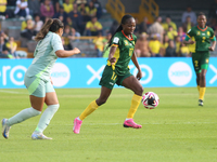 Camilla Daha fights for the ball against Giselle Espinoza of Mexico during the FIFA U-20 Women's World Cup 2024 match between Cameroon and M...