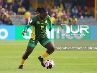 Nina Ngueleu of Cameroon controls the ball during the 2024 FIFA U-20 Women's World Cup match between Cameroon and Mexico at El Campin Stadiu...