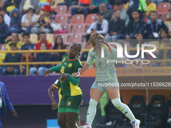 Nina Ngueleu of Cameroon fights for the ball against Michel Fong of Mexico during the FIFA U-20 Women's World Cup 2024 match between Cameroo...