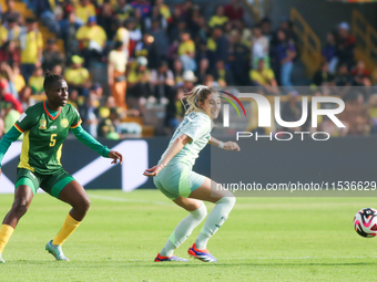 Orline Djutcie Segning of Cameroon fights for the ball against Tatiana Flores of Mexico during the FIFA U-20 Women's World Cup 2024 match be...