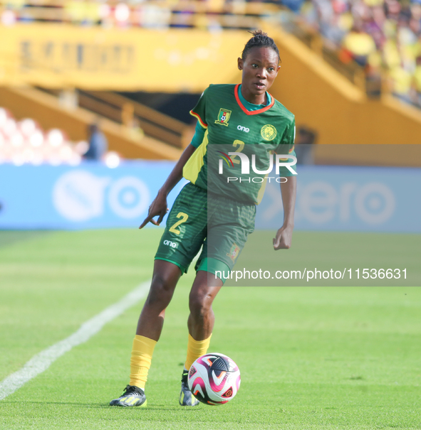 Estelle Yanga Zeh of Cameroon controls the ball during the FIFA U-20 Women's World Cup 2024 match between Cameroon and Mexico at the El Camp...