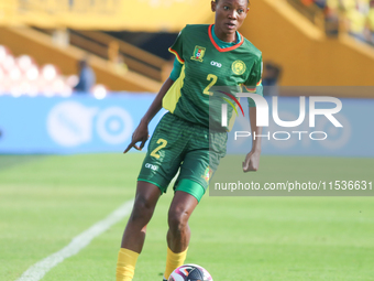 Estelle Yanga Zeh of Cameroon controls the ball during the FIFA U-20 Women's World Cup 2024 match between Cameroon and Mexico at the El Camp...