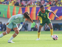 Nicole Ndjock Pouhe of Cameroon fights for the ball against Fatima Servin of Mexico during the FIFA U-20 Women's World Cup 2024 match betwee...