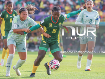 Nina Ngueleu of Cameroon fights for the ball against Giselle Espinoza of Mexico during the FIFA U-20 Women's World Cup 2024 match between Ca...