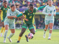 Nina Ngueleu of Cameroon fights for the ball against Giselle Espinoza of Mexico during the FIFA U-20 Women's World Cup 2024 match between Ca...