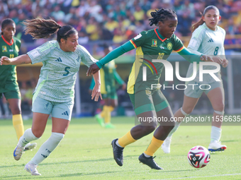 Nina Ngueleu of Cameroon fights for the ball against Giselle Espinoza of Mexico during the FIFA U-20 Women's World Cup 2024 match between Ca...