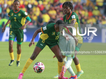 Lamine Mana of Cameroon fights for the ball against Alice Soto of Mexico during the FIFA U-20 Women's World Cup 2024 match between Cameroon...