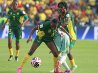 Lamine Mana of Cameroon fights for the ball against Alice Soto of Mexico during the FIFA U-20 Women's World Cup 2024 match between Cameroon...