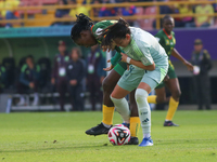 Nina Ngueleu of Cameroon fights for the ball against Natalia Colin of Mexico during the FIFA U-20 Women's World Cup 2024 match between Camer...