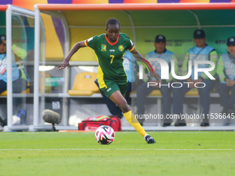 Lamine Mana of Cameroon controls the ball during the FIFA U-20 Women's World Cup 2024 match between Cameroon and Mexico at the El Campin sta...