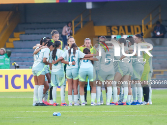 Mexico National Team players during the 2024 FIFA U-20 Women's World Cup match between Cameroon and Mexico at El Campin Stadium in Bogota, C...