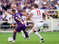 Milan Djuric of AC Monza scores first goal during the Serie A Enilive match between ACF Fiorentina and AC Monza at Stadio Artemio Franchi on...