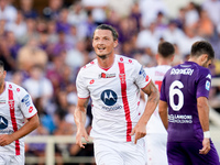 Milan Djuric of AC Monza celebrates after scoring first goal during the Serie A Enilive match between ACF Fiorentina and AC Monza at Stadio...