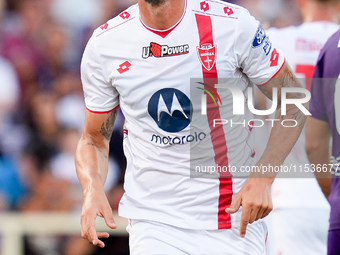 Milan Djuric of AC Monza celebrates after scoring first goal during the Serie A Enilive match between ACF Fiorentina and AC Monza at Stadio...