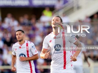 Milan Djuric of AC Monza celebrates after scoring first goal during the Serie A Enilive match between ACF Fiorentina and AC Monza at Stadio...