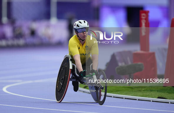 Angela Ballard of Australia in action in Women's 800m - T53 Final during the Paris 2024 Paralympic Games at Stade de France on September 1,...