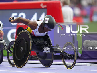 Lea Bayekula of Belgium in action in Women's 800m - T54 Final during the Paris 2024 Paralympic Games at Stade de France on September 1, 2024...