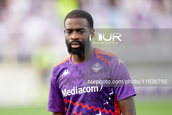 Jonathan Ikone of ACF Fiorentina looks on during the Serie A Enilive match between ACF Fiorentina and AC Monza at Stadio Artemio Franchi on...