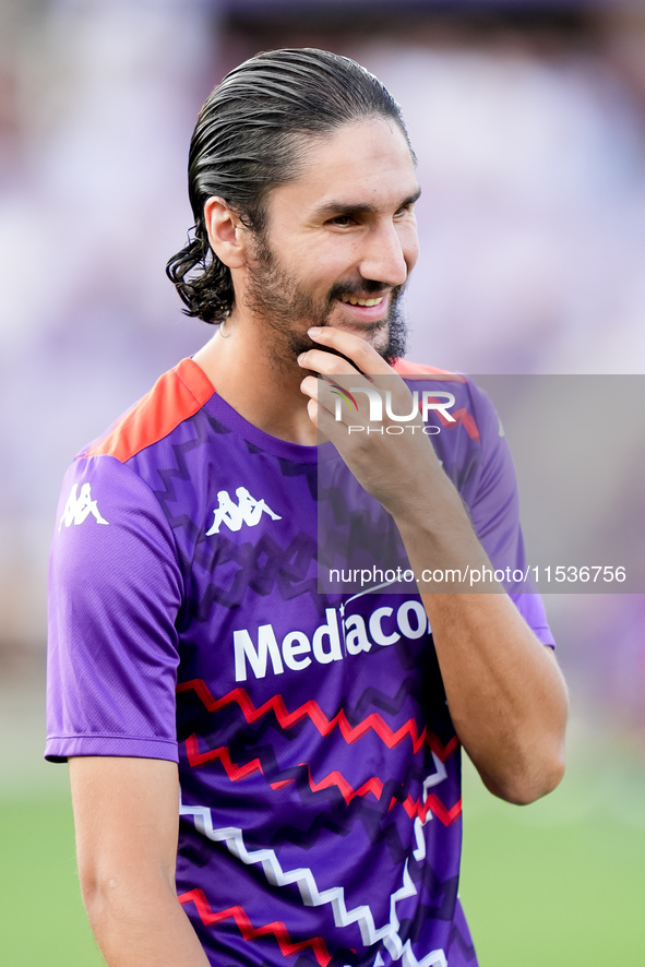 Yacine Adly of ACF Fiorentina looks on during the Serie A Enilive match between ACF Fiorentina and AC Monza at Stadio Artemio Franchi on Sep...