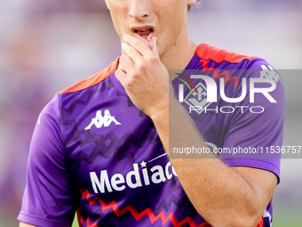 Edoardo Bove of ACF Fiorentina looks on during the Serie A Enilive match between ACF Fiorentina and AC Monza at Stadio Artemio Franchi on Se...