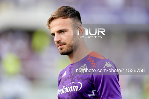 Marin Pongracic of ACF Fiorentina looks on  during the Serie A Enilive match between ACF Fiorentina and AC Monza at Stadio Artemio Franchi o...