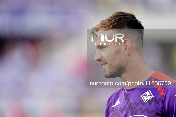 Marin Pongracic of ACF Fiorentina looks on during the Serie A Enilive match between ACF Fiorentina and AC Monza at Stadio Artemio Franchi on...