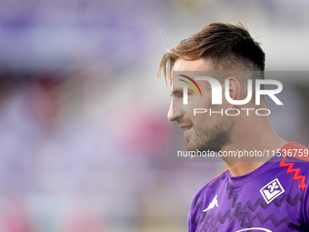 Marin Pongracic of ACF Fiorentina looks on during the Serie A Enilive match between ACF Fiorentina and AC Monza at Stadio Artemio Franchi on...