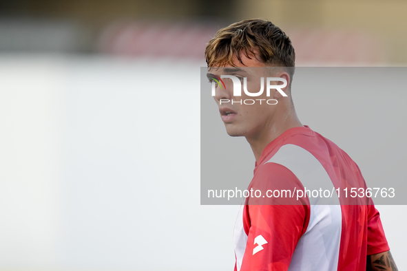 Daniel Maldini of AC Monza looks on during the Serie A Enilive match between ACF Fiorentina and AC Monza at Stadio Artemio Franchi on Septem...