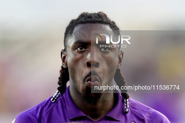 Moise Kean of ACF Fiorentina looks on during the Serie A Enilive match between ACF Fiorentina and AC Monza at Stadio Artemio Franchi on Sept...